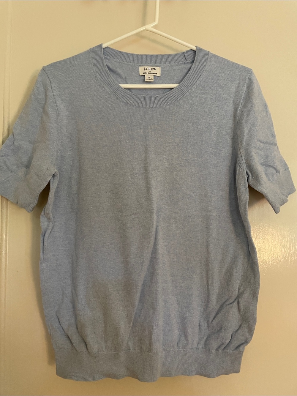 J. Crew Pale Blue Short Sleeve Crewneck Sweater